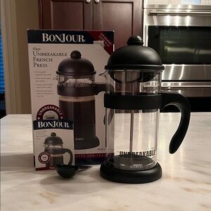 NIB BonJour Hugo Unbreakable French Press Makes 8 Cups Coffee and Tea
